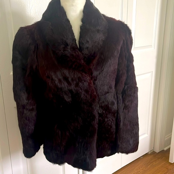 ILANA vintage FUR, Size S, black/burgundy - Picture 1 of 5